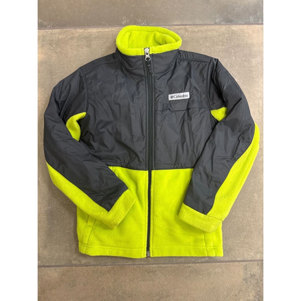 Columbia Steens Mountain Overlay Fleece Jacket Boys Small 8 Green Gray